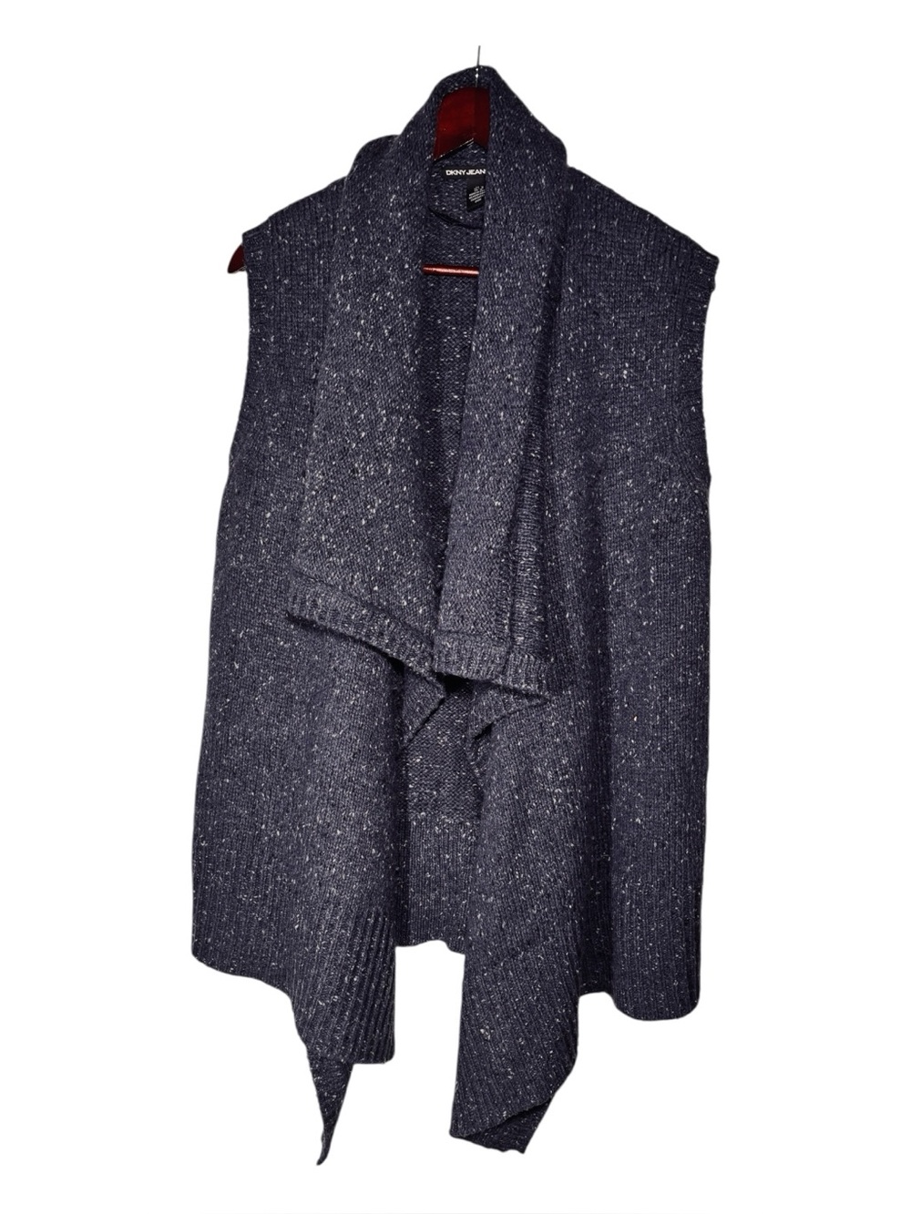 DKNY Jeans Cardigan Sleeveless Navy Woman M Open Western